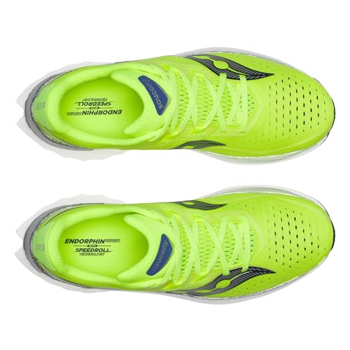 Saucony Men's Endorphin Pro 4 Sneaker, Citron/Navy, 10
