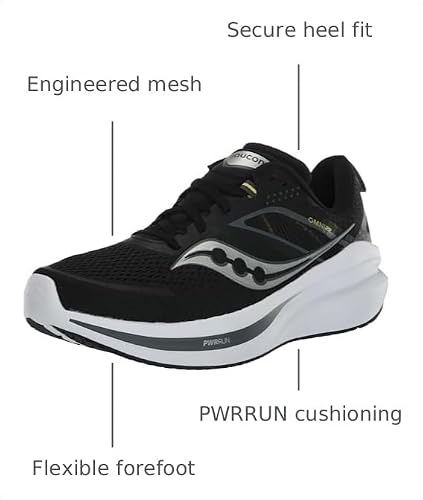 Saucony Women's Omni 22 Sneaker, Black/White, 8