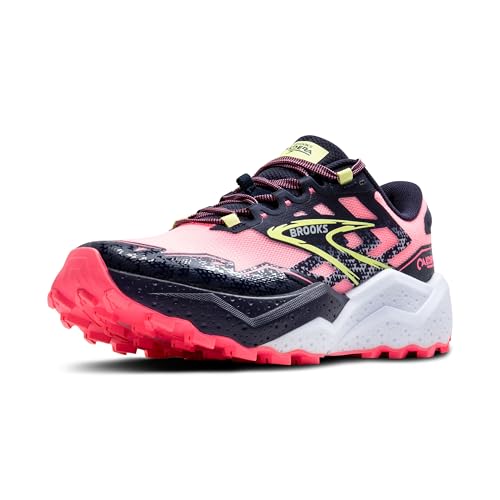Brooks Women’s Caldera 7 Trail Running Shoe - Pink/Peacoat/Sunny Lime - 8 Medium