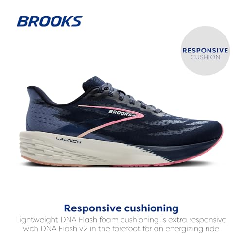 Brooks Women’s Launch 11 Neutral Running Shoe - Peacoat/Blue/Peach - 7.5 Medium