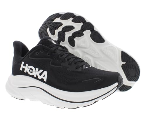 HOKA Clifton 10 Wide Womens Shoes Size 7, Color: Black/White