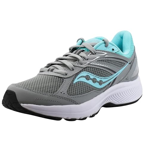 Saucony Women's Cohesion 14 Sneaker, Fog/Paradise, 12 Wide
