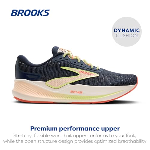 Brooks Women’s Revel Max Neutral Running & Walking Shoe - Indigo/Pastel/Quince - 7.5 Medium