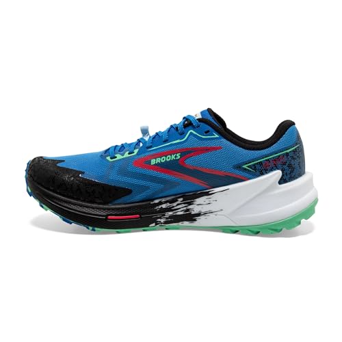 Brooks Men's Catamount 3 Trail Running Shoe - Victoria Blue/Black/Spring Bud - 10 Medium