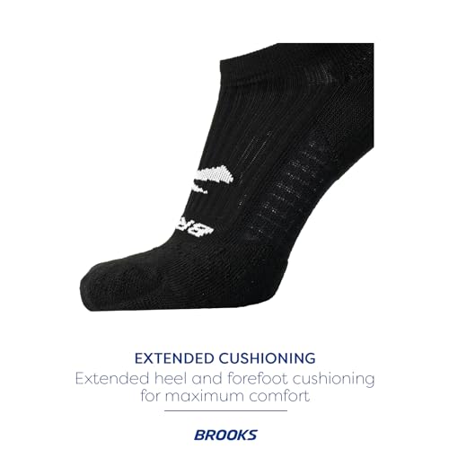 Brooks Ghost No Show Socks, Low Profile Socks with Arch Support - Black - M