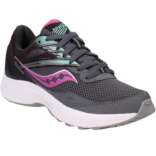 Saucony Women's Cohesion 15 Sneaker, Shadow/Razzle, 7.5 Wide