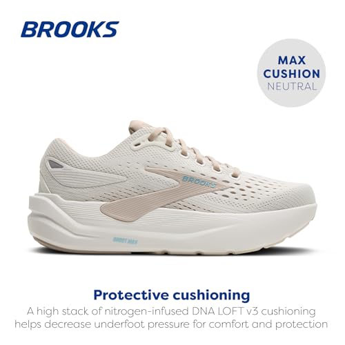 Brooks Women’s Ghost Max 3 Neutral Running & Walking Shoe - Coconut/Chateau Grey/Blue - 8 Medium
