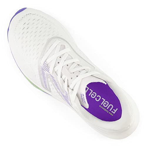 New Balance Women's FuelCell Rebel V3 Running Shoe, White/Thirty Watt/Electric Indigo, 12 W