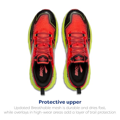 Brooks Men’s Cascadia 18 Mountain Trail Running Shoe - Cherry Tomato/Lime/Black - 10.5 Medium