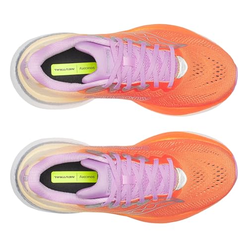 Saucony Women's Ride 19 Sneaker, Fire/Orchid, 9