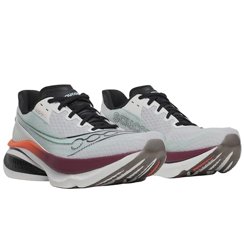 Saucony Men's Endorphin Azura Sneaker, White/Crimson, 9.5