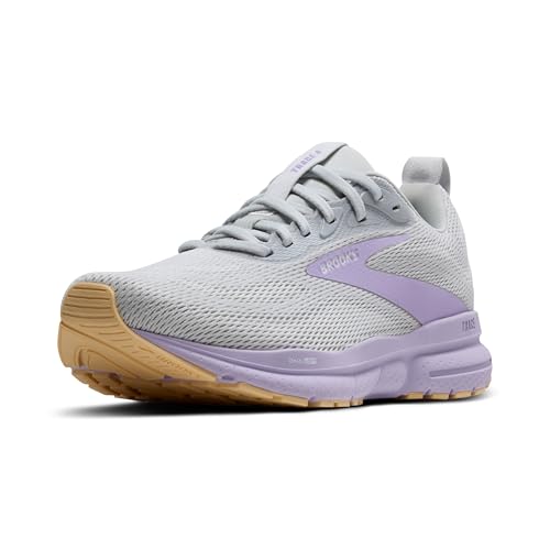 Brooks Women’s Trace 4 Neutral Running Shoe - Oyster/Purple/Sherbert - 9 Medium
