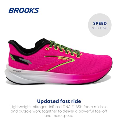 Brooks Women’s Hyperion Neutral Running Shoe - Pink Glo/Green/Black - 6 Medium