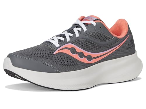 Saucony Women's Cohesion 18 Sneaker, Carbon/Salmo, 6.5 Wide