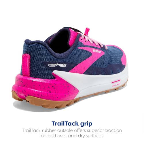 Brooks Women's Catamount 2 Trail Running Shoe - Peacoat/Pink/Biscuit - 9 Medium