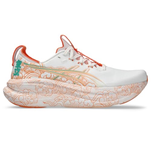 ASICS Unisex Gel-Nimbus 28 Tokyo Running Shoes, 10M / 11.5W, White/Apricot Crush