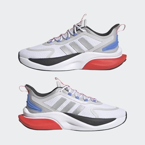Adidas Men's Alphabounce+ Running Shoe, White/Silver Metallic/Blue Fusion, 11.5