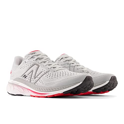 New Balance Men's Fresh Foam 860 V13 Running Shoe, Light Aluminum/True Red, 9.5 Medium