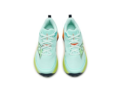 Saucony Women's Peregrine 16 Sneaker, Aqua/Citron, 9.5