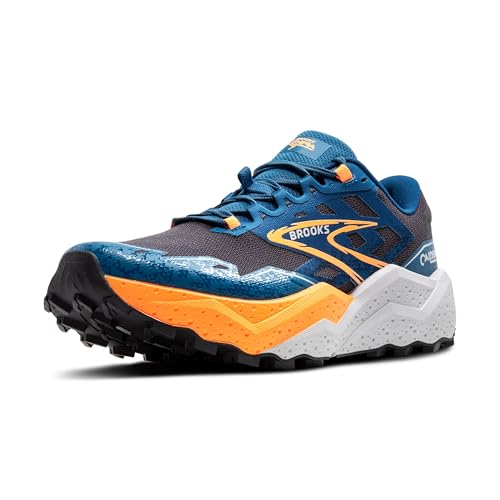 Brooks Men’s Caldera 7 Trail Running Shoe - Ebony/Blue Sapphire/Orange - 8 Medium