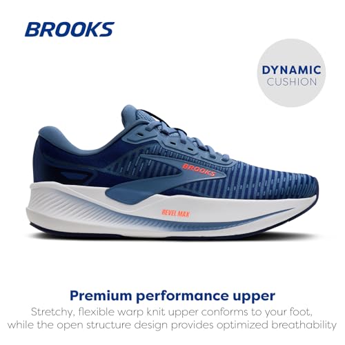 Brooks Men’s Revel Max Neutral Running & Walking Shoe - Beacon Blue/Moonlight/Orange - 9.5 Medium