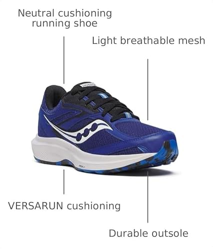 Saucony Men's Cohesion 17 Sneaker, Azurite/Black, 12.5