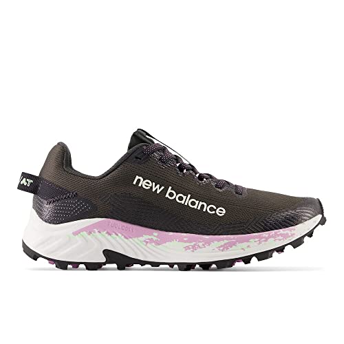 New Balance Women's FuelCell Summit Unknown V4 Trail Running Shoe, Blacktop/Green Aura, 8.5 M