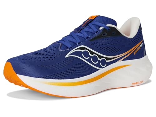 Saucony Men's Ride 18 Sneaker, Azurite/Peel, 9