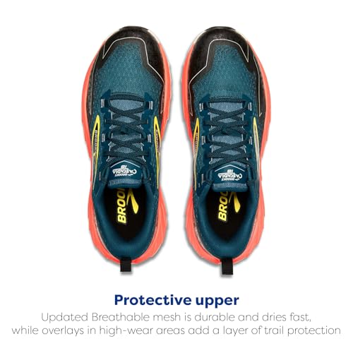 Brooks Men’s Cascadia 18 Mountain Trail Running Shoe - Legion Blue/Black/Flame - 8 Medium