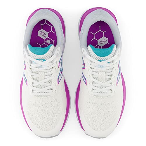 New Balance Women's Fresh Foam 680 V7 Running Shoe, White/Quartz Grey/Virtual Blue, 8.5 M