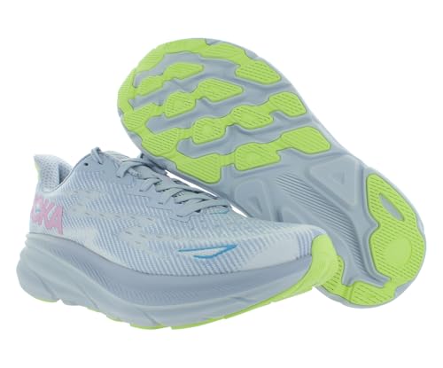 HOKA Clifton 9 Wide Womens Shoes Size 7.5, Color: Gull/Sea Ice