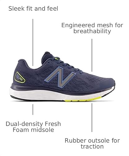 New Balance mens 680 V7 Running Shoe 10 X-Wide Navy/Yellow