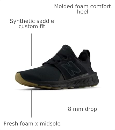 New Balance Men's Fresh Foam X Cruz V3 Running Shoe, Black/Black/Gum 020, 10 M