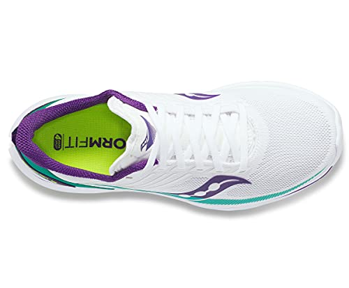 Saucony Women's Kinvara 12 Running Shoe, White/Jade, 5.5 Medium