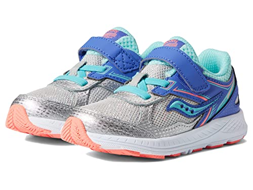 Saucony Baby Girl's Cohesion 14 A/C (Toddler) Silver/Periwinkle/Turquoise 7 Toddler M