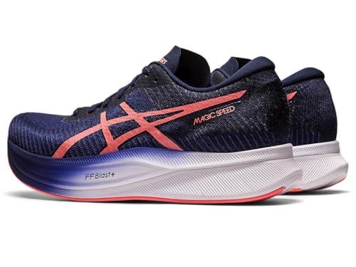 ASICS Women's Magic Speed 2 Running Shoes, 6.5, Indigo Blue/Papaya