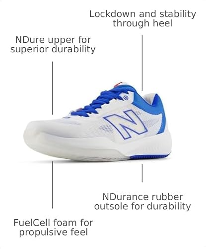 New Balance Women's FuelCell 996 V6 Tennis Shoe, White/Navy, 9 M