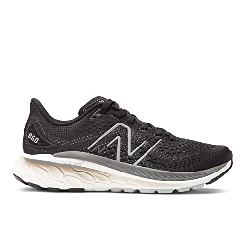 New Balance Women's Fresh Foam X 860 V13, Black/White/Castlerock, 8.5 Narrow