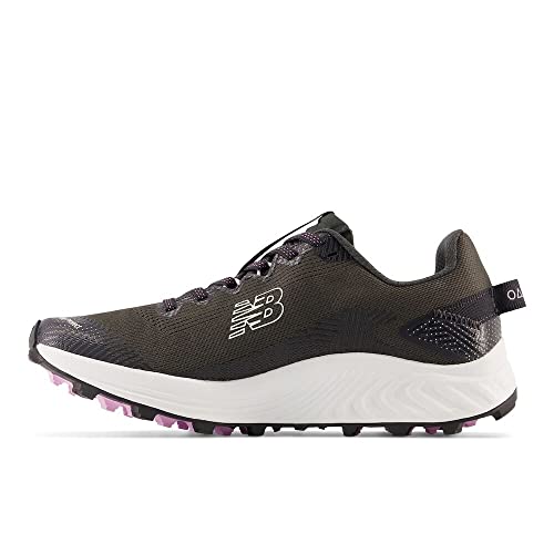 New Balance Women's FuelCell Summit Unknown V4 Trail Running Shoe, Blacktop/Green Aura, 8.5 M
