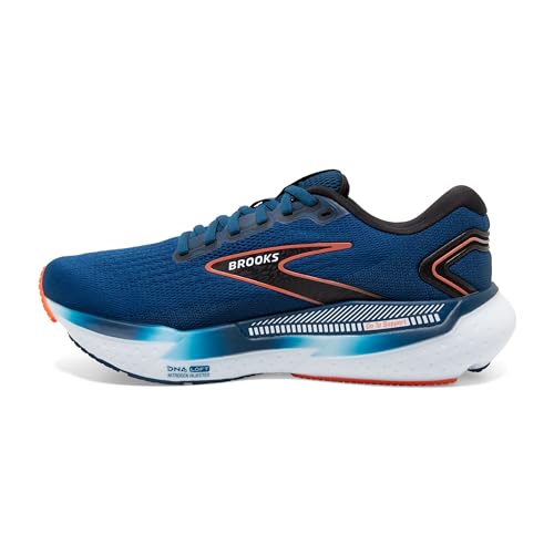 Brooks Men's Glycerin GTS 21 Supportive Running Shoe - Blue Opal/Black/Nasturtium - 10 Wide