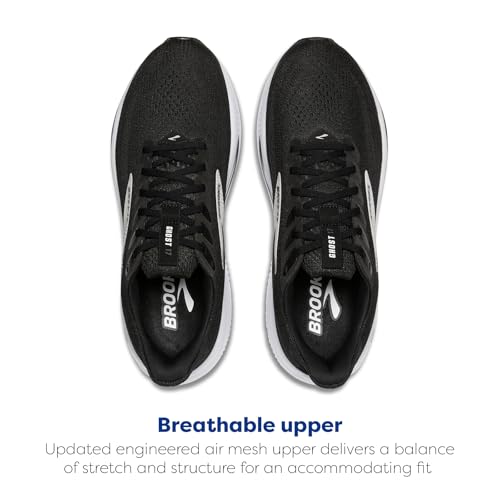 Brooks Men’s Ghost 17 Neutral Running Shoe - Black/Grey/White - 11.5 Medium