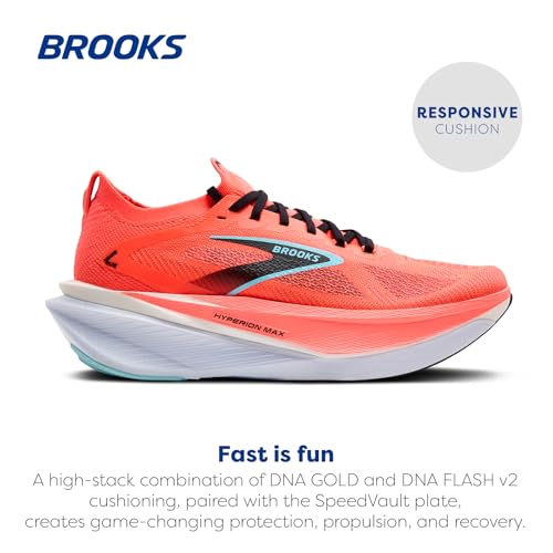 Brooks Men's Hyperion Max 3 Neutral Running Shoe - Fiery Coral/Black/Atomizer - 8.5 Medium