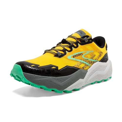 Brooks Men’s Caldera 7 Trail Running Shoe - Lemon Chrome/Black/Springbud - 10 Medium