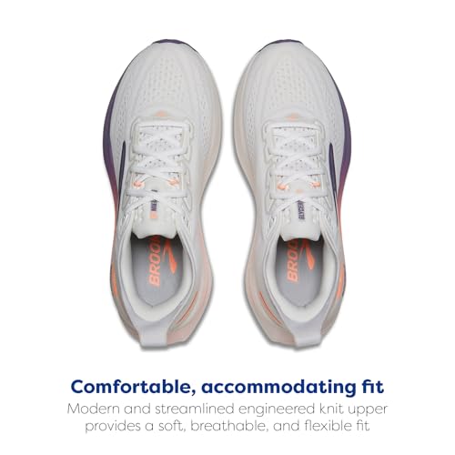 Brooks Women’s Glycerin 23 Neutral Running Shoe - White/Mulled Grape/Clear - 9 Medium