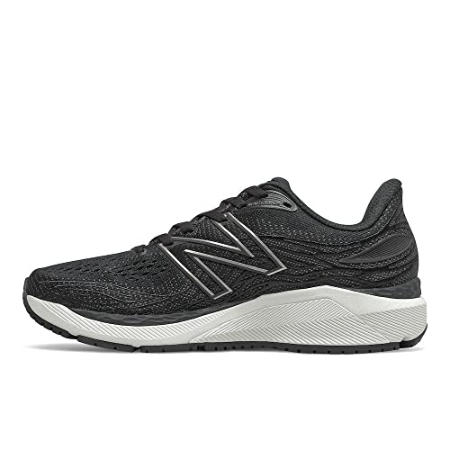 New Balance Women's Fresh Foam X 860 V12 Running Shoe, Black/White, 10.5 M