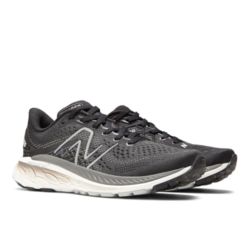 New Balance Women's Fresh Foam X 860 V13, Black/White/Castlerock, 9.5