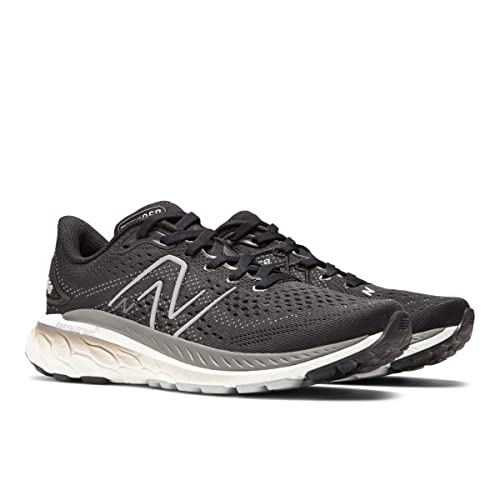 New Balance Women's Fresh Foam X 860 V13, Black/White/Castlerock, 8.5 Narrow
