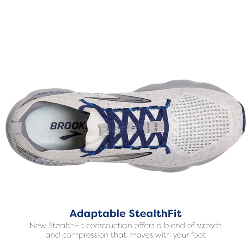 Brooks Men’s Glycerin StealthFit GTS 20 Supportive Running Shoe - Oyster/Alloy/Blue Depths - 9 Medium