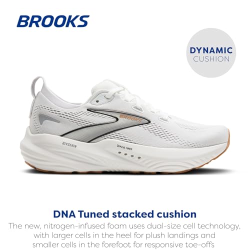 Brooks Women’s Glycerin 22 Neutral Running Shoe - White/Grey/Black - 10.5 Medium