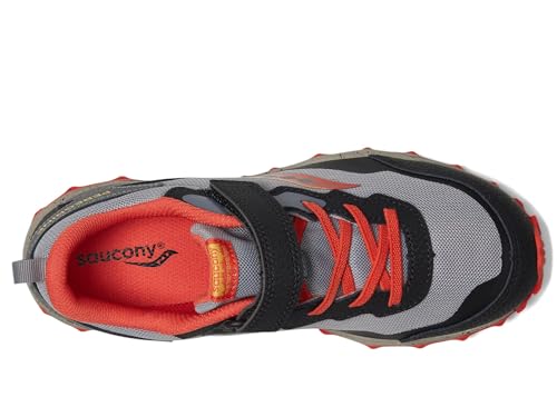 Saucony® Kids Peregrine Shield KDZ A/C Sneakers for Kids – Leather Upper – PET Lining – Rugged Outsole Grey/Red/Yellow 3.5 Big Kid M